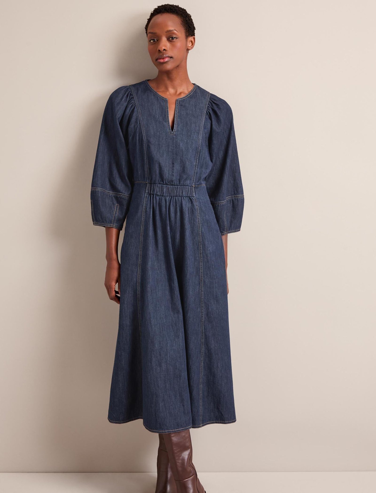 Jude Denim Maxi Dress - Dark Blue - Image 6