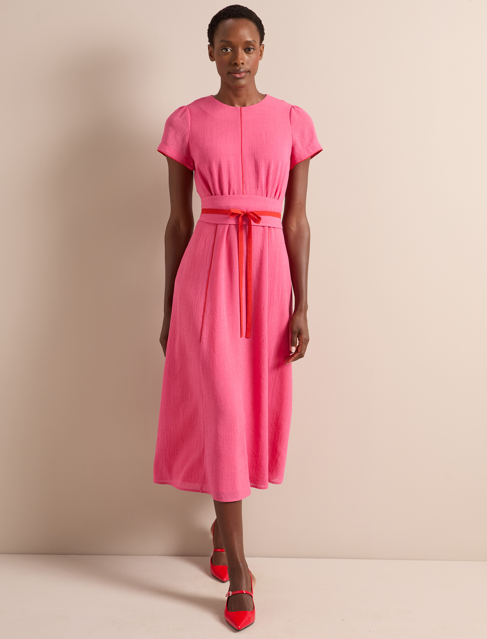 Rosie Techni Voile Maxi Dress - Hot Pink Crimson - Image 4